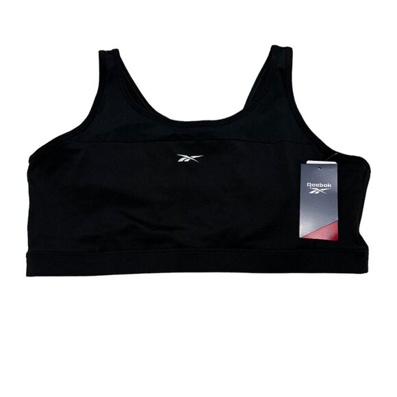 Reebok Womens Plus Size 2X Black Mesh‎ Panel Racerback Bralette Sports Bra NWT - Picture 2 of 6